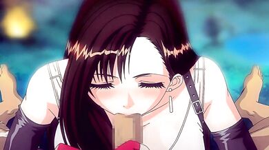 Watch Tifa blow a man with HMV in the background