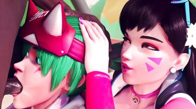 Kiriko And Dva At The Beach [Blacked][Red404]