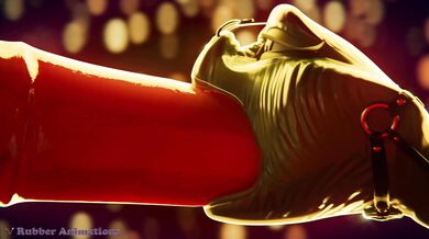 Watch the snake-like creature licking and sucking on her rubbery outfit in this hot hentai action!