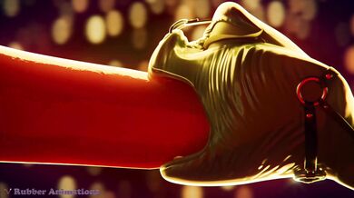 Watch the snake-like creature licking and sucking on her rubbery outfit in this hot hentai action!