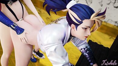 Fulfilling Their Kinky Fetishes Behind The Scenes: Ahri and Akalis Sexual Encounter in Futaholic!