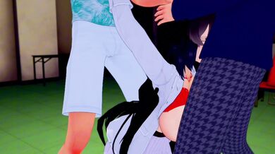 Teacher gets fucked by two students in a storage room