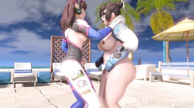 Overwatchs Dva Pounds Mei in the Belly and Kicks Her Vagina!