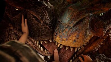 Lion-like Tigrex, the Ultimate Predator, and his Huge Brutal Cousin, Ivorylagia, Take on a Human Male in an Epic Battle of Dominance!