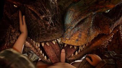 Lion-like Tigrex, the Ultimate Predator, and his Huge Brutal Cousin, Ivorylagia, Take on a Human Male in an Epic Battle of Dominance!