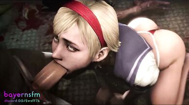 Rebecca Chambers gets a surprise blowjob from Sherry Birkin in the infected laboratory of Umbrella Corporation