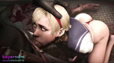 Rebecca Chambers gets a surprise blowjob from Sherry Birkin in the infected laboratory of Umbrella Corporation