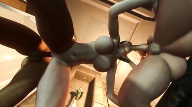 Sexy babe gets a surprise 3some in the bathroom with two horny guys! POV from Weebus camera lens as he captures all the action