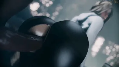 Gwen Stacy and Her Rooftop Fun with Black Dildos (Polished Jade Bell)