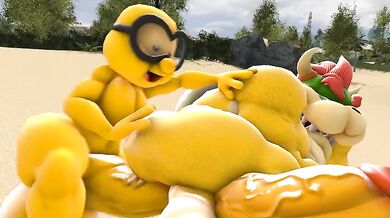 Lakitu and Bowser fucking Mario and Yoshi in their Macro Mode