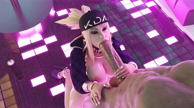 Watch as Akali gets blown by her dominant partner in this intense and passionate hentai scene!