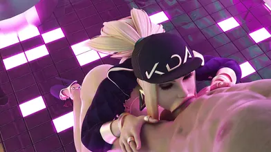 Watch as Akali gets blown by her dominant partner in this intense and passionate hentai scene!