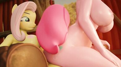Reborned Horses and Stable Sex - Fluttershy and Pinkie Pie on the Cowgirl Chair with rCowgirl