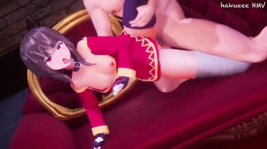 Megumin and Darkness engage in a hot and steamy battle as they fight for Harlem