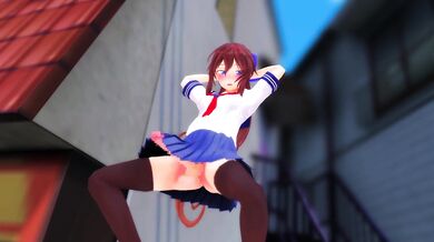 The Futa Goddess of Light, Hikari, takes a stroll through the public park in her futa glory