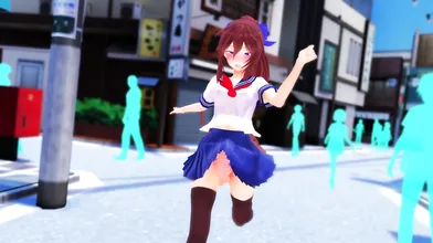 The Futa Goddess of Light, Hikari, takes a stroll through the public park in her futa glory