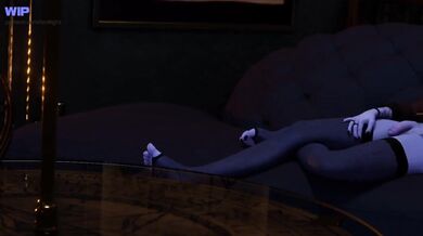 Rentegra gets off on playing Widowmaker and jerking off to porn, in Widower Maker Jerk Off