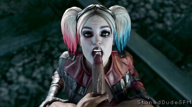 Harley Quinn gets blackened by a stoner dude in this facial hentai PORN video