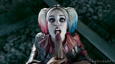 Harley Quinn gets blackened by a stoner dude in this facial hentai PORN video