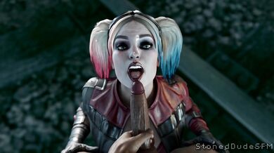 Harley Quinn gets blackened by a stoner dude in this facial hentai PORN video