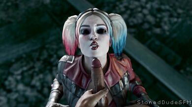 Harley Quinn gets blackened by a stoner dude in this facial hentai PORN video