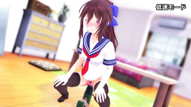 Masturbating with Hikari and her Drill Dildo