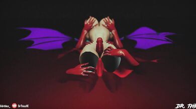 Watch as Morrigan Aensland, the sexy succubus from Darkstalkers, gets her hands all over a lucky human male in this steamy hentai video!