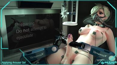 Evil machines take control of Mercys cock and drain her balls in this hentai video trailer