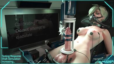 Evil machines take control of Mercys cock and drain her balls in this hentai video trailer