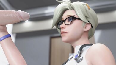 Mercys Hand Job and Blowjob in 4K Quality with a Sweet Finish [Overwatch Hentai]