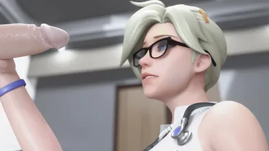 Mercys Hand Job and Blowjob in 4K Quality with a Sweet Finish [Overwatch Hentai]