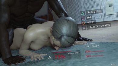 Rebecca gets banged from behind with no other option than to choose between black or white