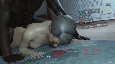 Rebecca gets banged from behind with no other option than to choose between black or white