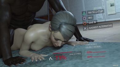 Rebecca gets banged from behind with no other option than to choose between black or white