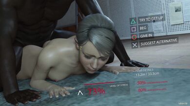 Rebecca gets banged from behind with no other option than to choose between black or white