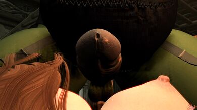 Hentai porn featuring a young woman being pleasured by a cow named Aela, who is in distress herself due to the intensity of the sex