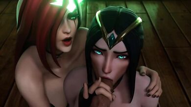 Sexual Tension Between The Three Flexible Warriors: Irelia, Katarina, And Their Trainer [RAW RAW]