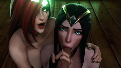 Sexual Tension Between The Three Flexible Warriors: Irelia, Katarina, And Their Trainer [RAW RAW]