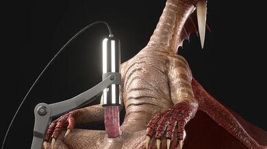 The sexy Red Dragon gets milked by the seductive sorceress, and its a wild ride!