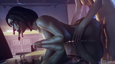 Hentai MILF gets Pharah-style anal doggy style