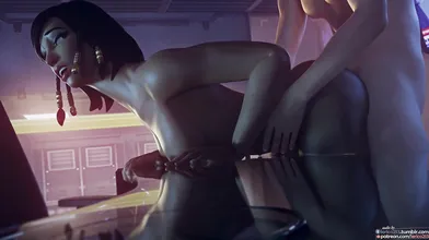 Hentai MILF gets Pharah-style anal doggy style