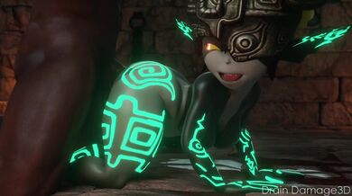 Watch as Midna gets pounded by a massive doggy dildo in 3D!