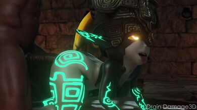 Watch as Midna gets pounded by a massive doggy dildo in 3D!