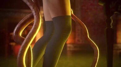 Penetrated by a misty monster, she struggled to escape the writhing tentacles that engulfed her body