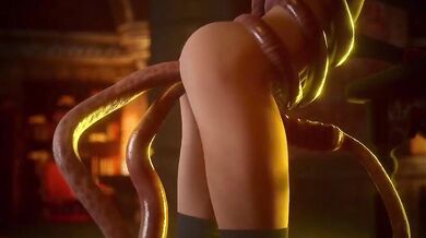Penetrated by a misty monster, she struggled to escape the writhing tentacles that engulfed her body