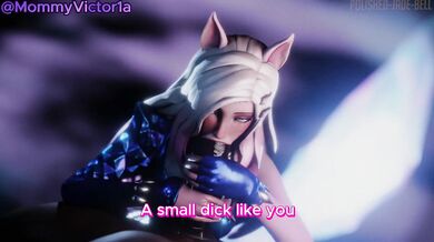 The hottest girl in League of Legends, Ahri, gets blacked by the AI voice from her computer and has to endure his dirty talk as he dominates her