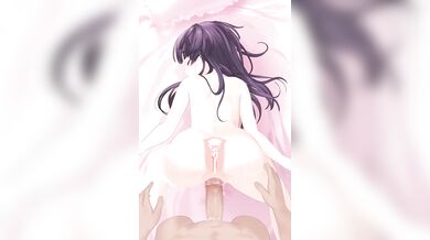 Mayuzumi rides Fuyuko on the bed while she moans in pleasure, Narja watches from a distance