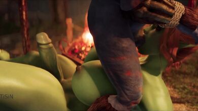 Mighty Futa Orc Strokes His Cock and Then Gets Seduced by Horny Riekling