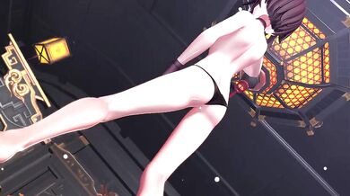 The adventure continues for the magical girl, Megumin as she explores the depths of a mysterious donut hole in this hentai MMD video