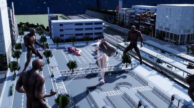 Ultra-girl is penetrated by the fiery rays of the beast, leaving her dripping with cum